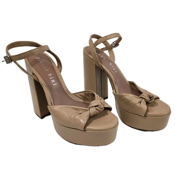 Gianni Bini Nude Heesl Jeess Southern Carrie Knotted Bow Platform Sandals 8.5 - Picture 2 of 11